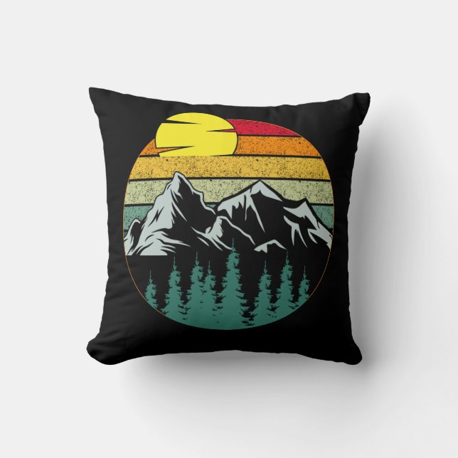 Minimalistic Mountains Nature camping Hiking Throw Pillow (Front)