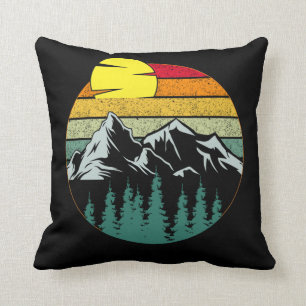 Minimalistic Mountains Nature camping Hiking Throw Pillow