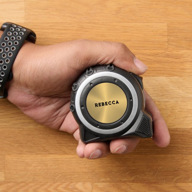 Minimalistic Name Metallic Gold Background Tape Measure (Home)