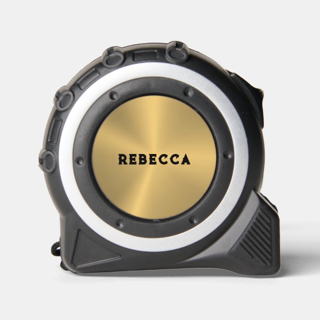 Minimalistic Name Metallic Gold Background Tape Measure (Front)