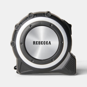 Minimalistic Name Metallic Silver Background Tape Measure