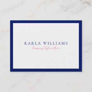 Minimalistic Navy-Blue Border On White Business Card