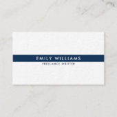 Minimalistic Navy-Blue Thin Stripe On White Business Card (Front)