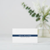 Minimalistic Navy-Blue Thin Stripe On White Business Card (Standing Front)