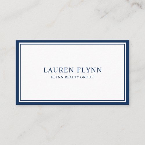 Minimalistic Navy Bordered Real Estate Agent Business Card