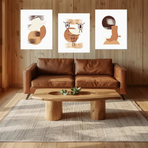 Minimalistic Neutral Colored Cowboy Hat Canvas Art