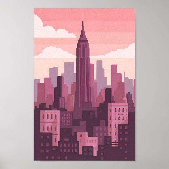 Minimalistic New York City 4K Vector Skyline Poster (Front)
