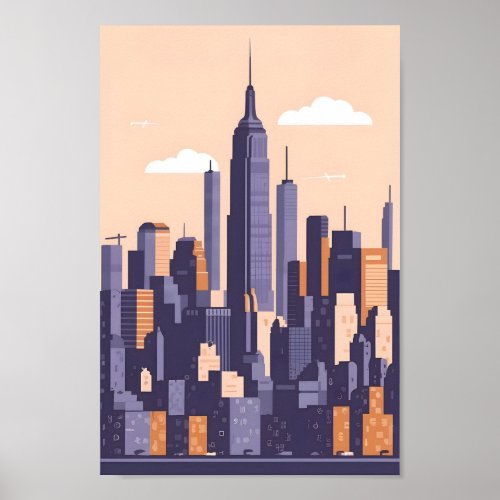 Minimalistic New York City 4K Vector Skyline Poster