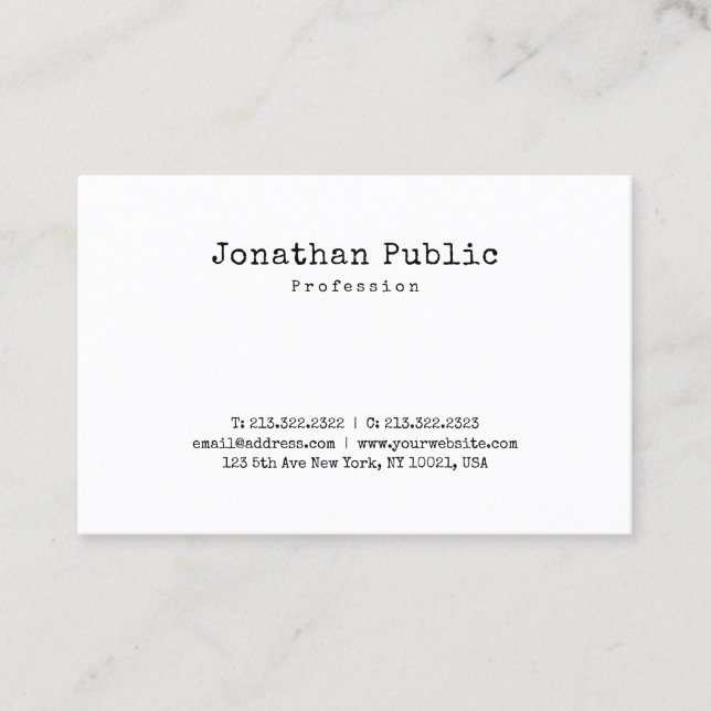 Minimalistic Nostalgy Design Retro Plain Trendy Business Card (Front)