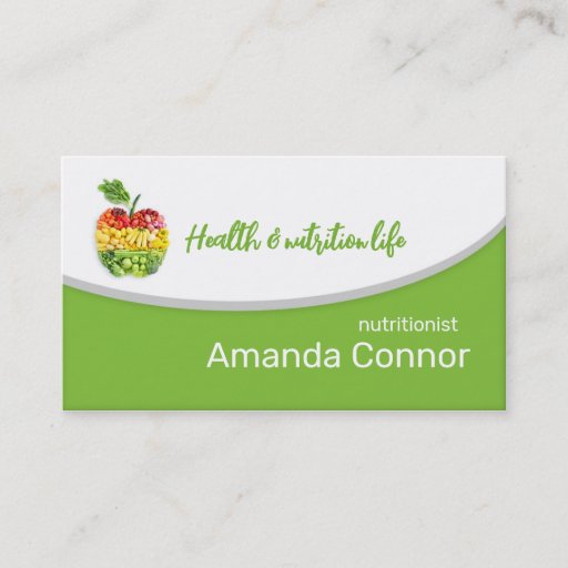 Customizable Minimalistic Nutritionist/Nutrition Coach Card Business Card Templates