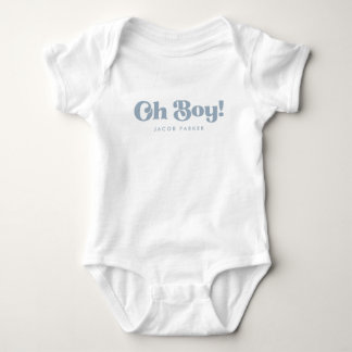 Minimalistic "Oh Boy!" Baby Boy Personalized Name Bodysuit