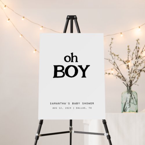 Minimalistic Oh Boy Baby Shower Welcome Sign