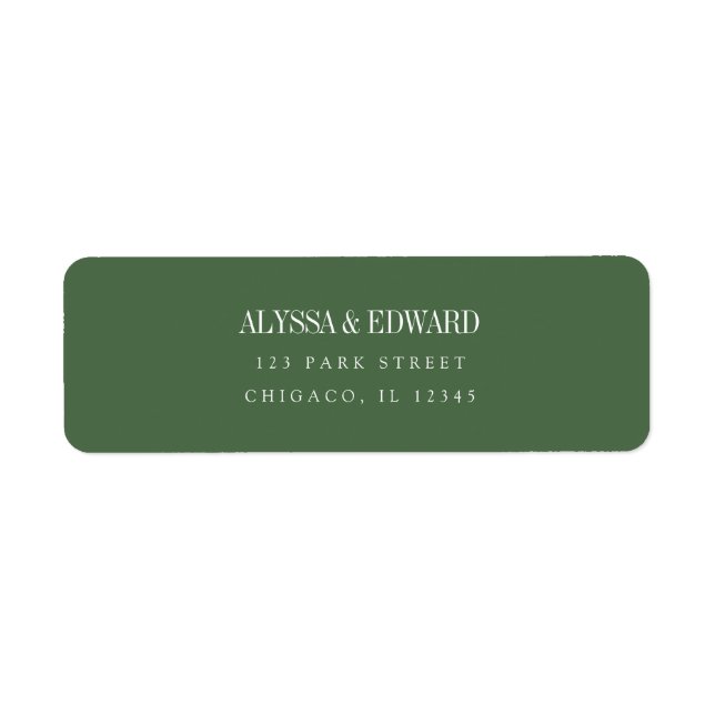 Minimalistic Olive Green Bride Groom Names Wedding Label (Front)