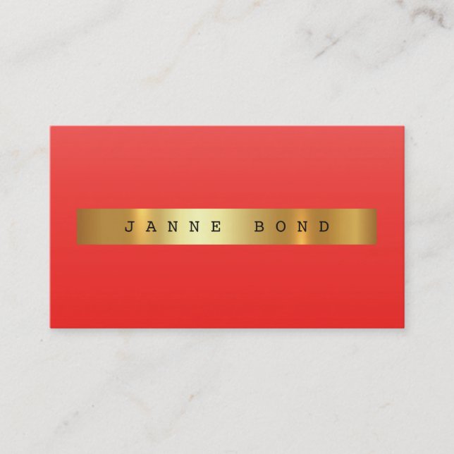 Minimalistic Ombre Red Candy Vip Golden Foil Business Card (Front)