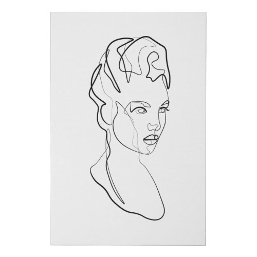 Minimalistic One Line Drawing Womans Face Faux Canvas Print