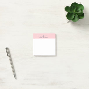 Minimalistic Pale Pink Modern Monogram Post-it Notes