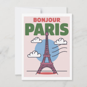 Minimalistic Paris Iconic Eiffel Tower French City Postcard