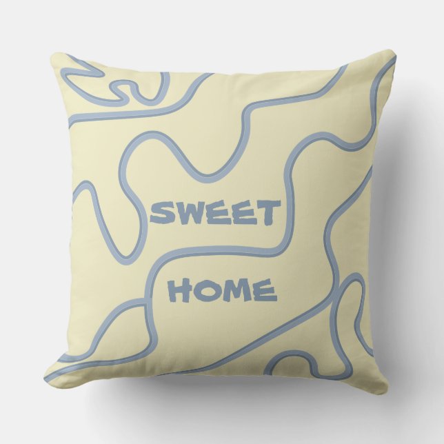 Minimalistic pastel yellow and violet abstract throw pillow (Front)