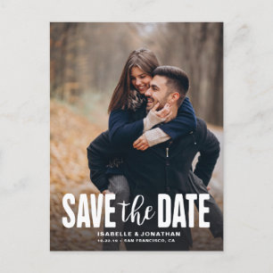 Minimalistic Photo Black Save the Date Announcement Postcard