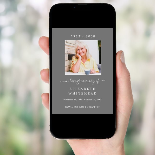 Minimalistic Photo Funeral Prayer Gray Card (Front Digital)