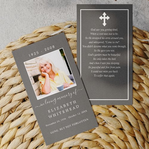 Minimalistic Photo Funeral Prayer Grey Card