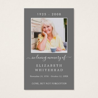 Minimalistic Photo Funeral Prayer Grey Card | Zazzle