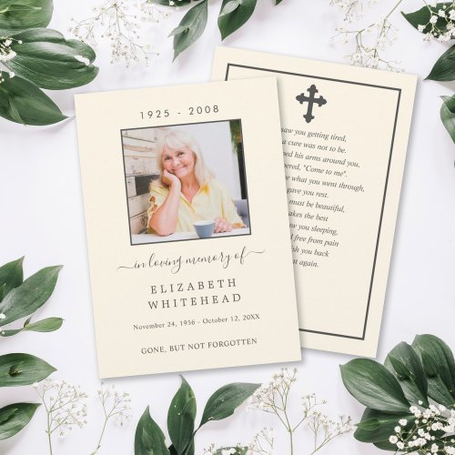 Minimalistic Photo Funeral Prayer Off White Invitation