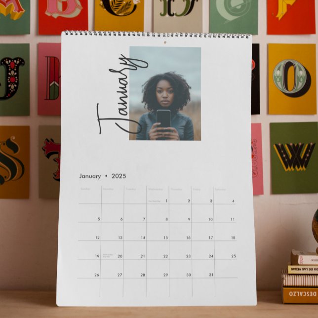 Minimalistic Photo Simple Script Writing any year Calendar (Creator Uploaded)