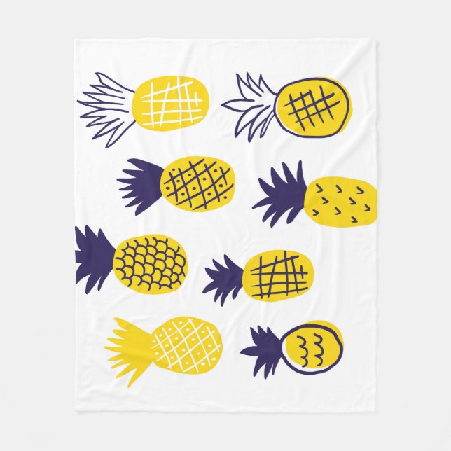 Minimalistic pineapples, colorful abstract design. fleece blanket (Front)
