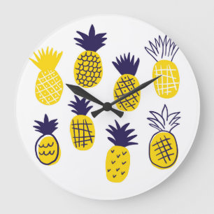 Minimalistic pineapples, colorful abstract design. large clock