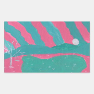 Minimalistic Pink and Green Landscape Stickers