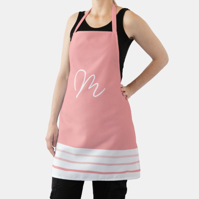 Minimalistic Pink and White Monogram Apron (Insitu)