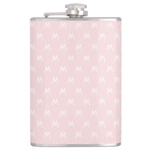 Minimalistic Pink and White Monogram Flask