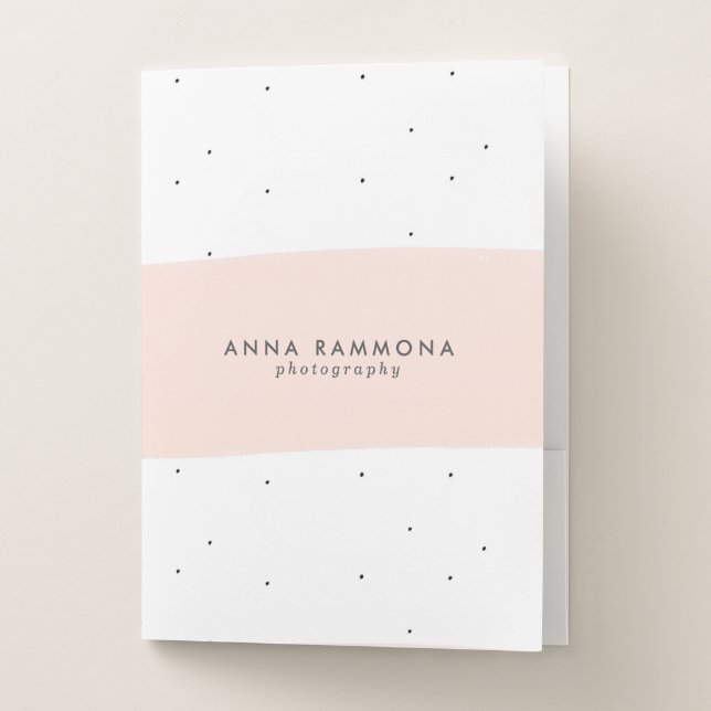 Minimalistic pink on white brushstroke pocket folder (Front)