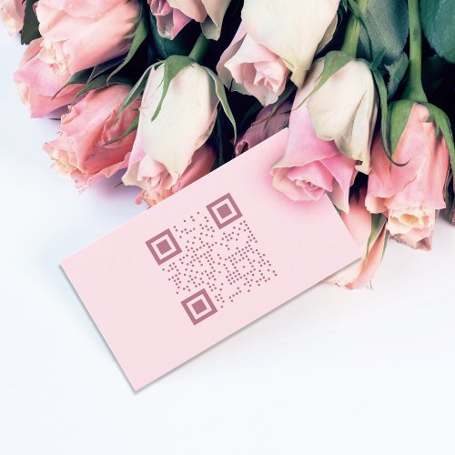 Minimalistic Pink QR Code Business Card