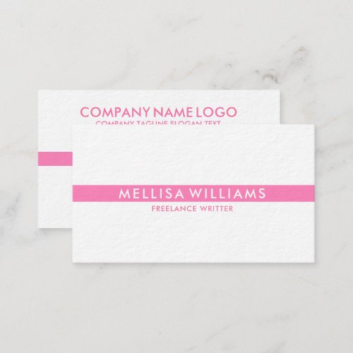 Minimalistic Pink Thin Stripe On White Business Card