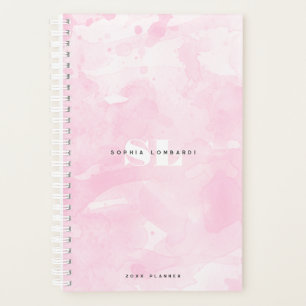 Minimalistic Pink Watercolor Monogram Planner