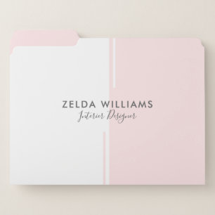 Minimalistic Pink & White Geometric Shapes & Lines File Folder
