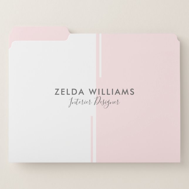 Minimalistic Pink & White Geometric Shapes & Lines File Folder (Front Left)