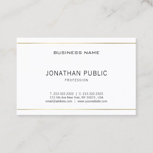 Minimalistic Plain Modern Elegant Gold Stripes Business Card
