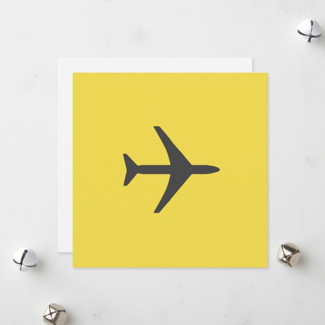 Minimalistic Plane Airplane Aviation Fly Holiday Card (Front/Back In Situ)