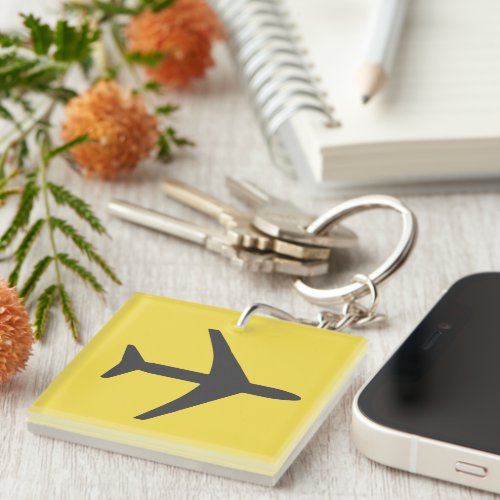 Minimalistic Plane Airplane Aviation Fly Keychain