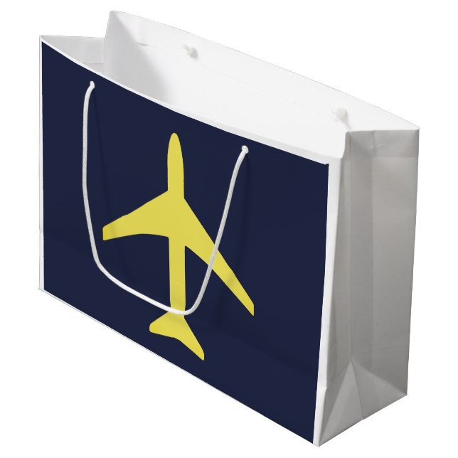 Minimalistic Plane Airplane Aviation Fly Large Gift Bag (Front Angled)