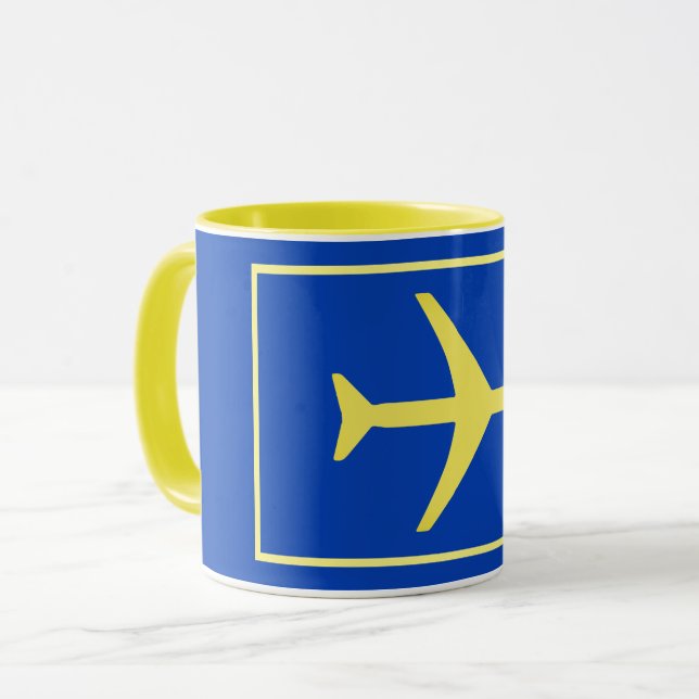 Minimalistic Plane Airplane Aviation Fly Mug (Front Left)