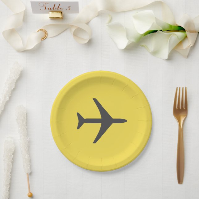 Minimalistic Plane Airplane Aviation Fly Paper Plates (Wedding)