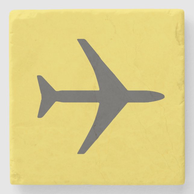 Minimalistic Plane Airplane Aviation Fly Stone Coaster (Front)