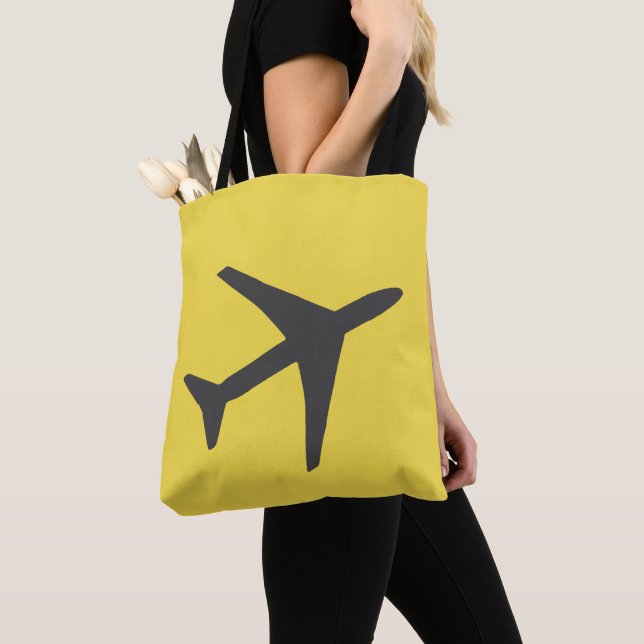 Minimalistic Plane Airplane Aviation Fly Tote Bag (Close Up)