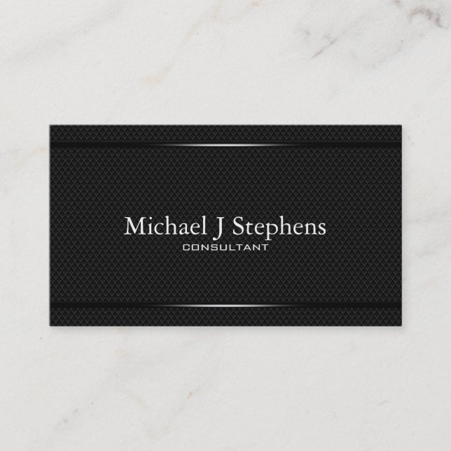 Minimalistic Professional Black Diamond Textured Business Card (Front)