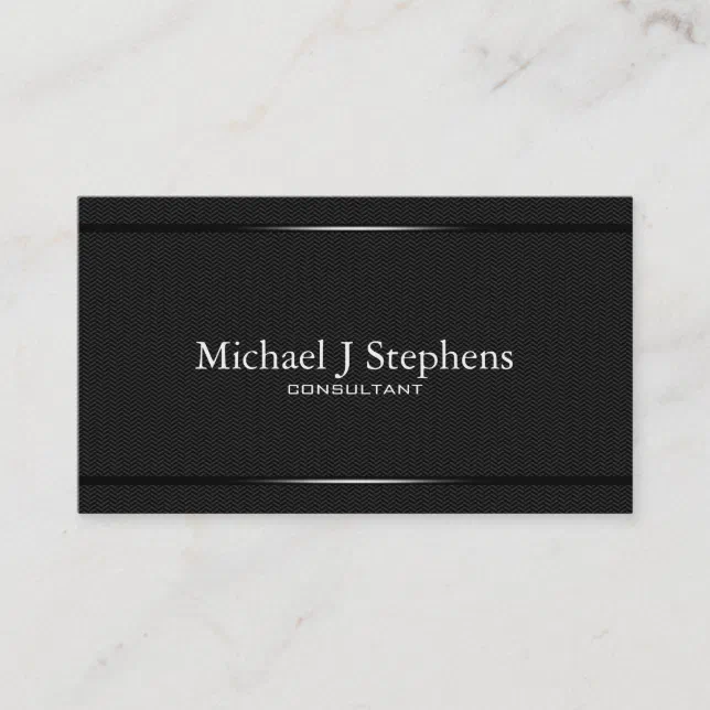 Minimalistic Professional Black Herringbone Business Card | Zazzle