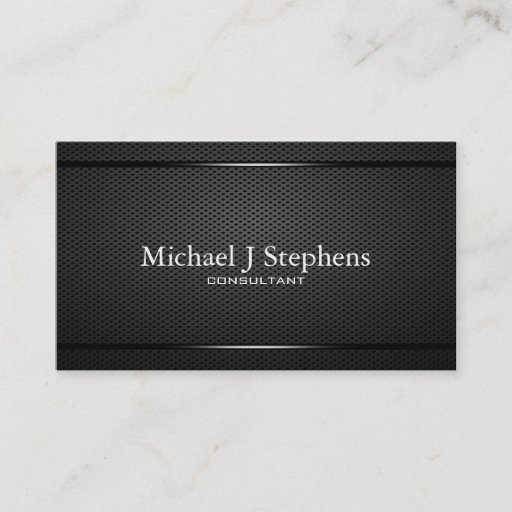 Customizable Minimalistic  Professional Black Metal Textured Business Card Template